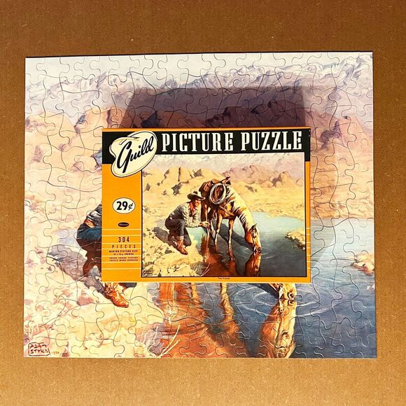 Vintage 1950s Two Friends Cowboy & Horse 304 Piece Guild Jigsaw Puzzle-Complete - Picture 2 of 9